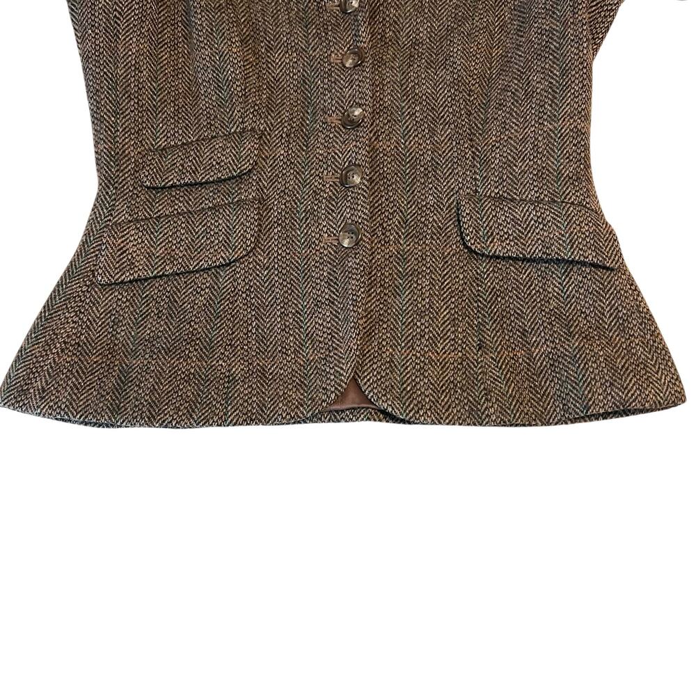 Vintage 90s Ralph Lauren Wool-Blend Herringbone Tweed Blazer Made in USA Size 6 - Picture 6 of 13